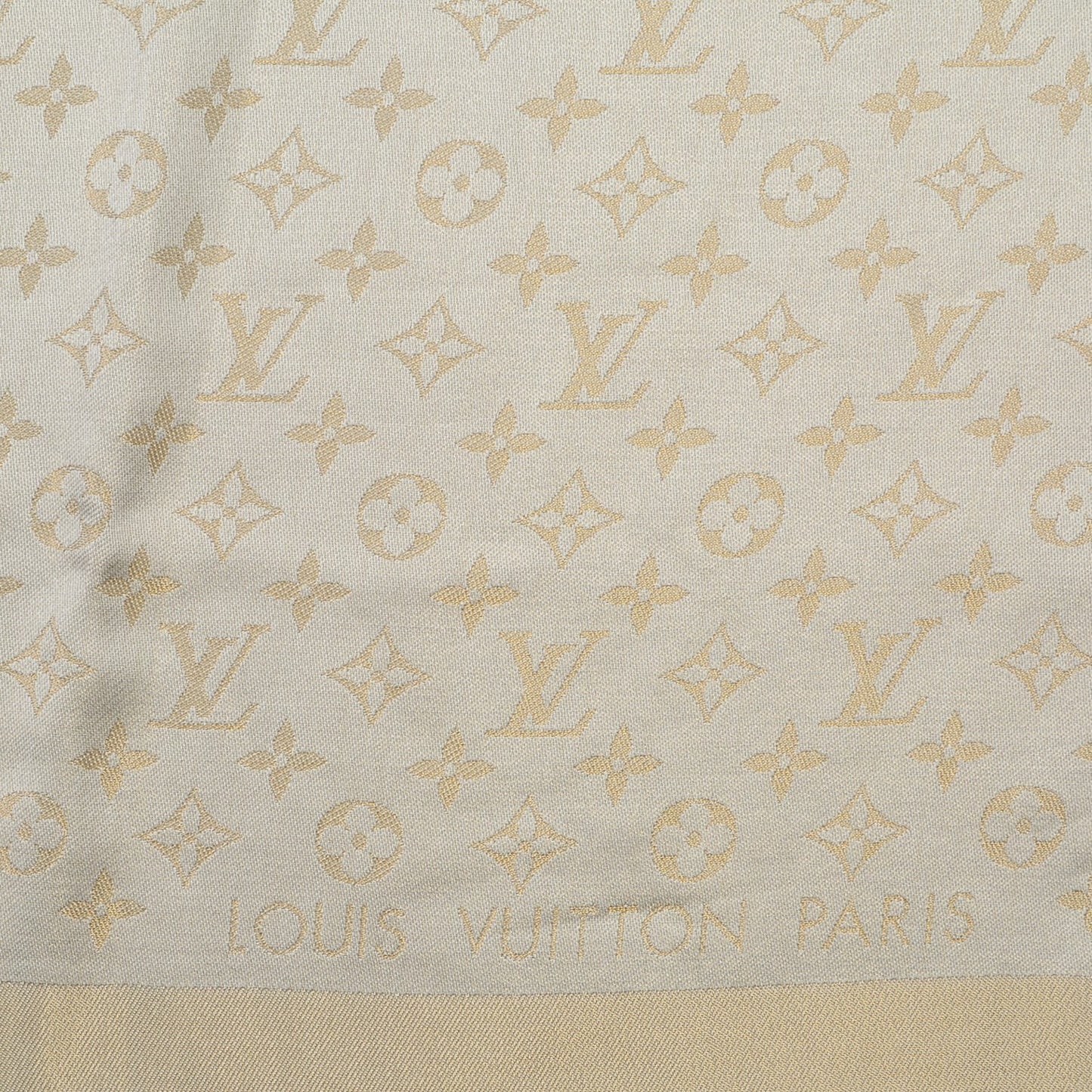 Silk Wool Monogram Shine Shawl Beige