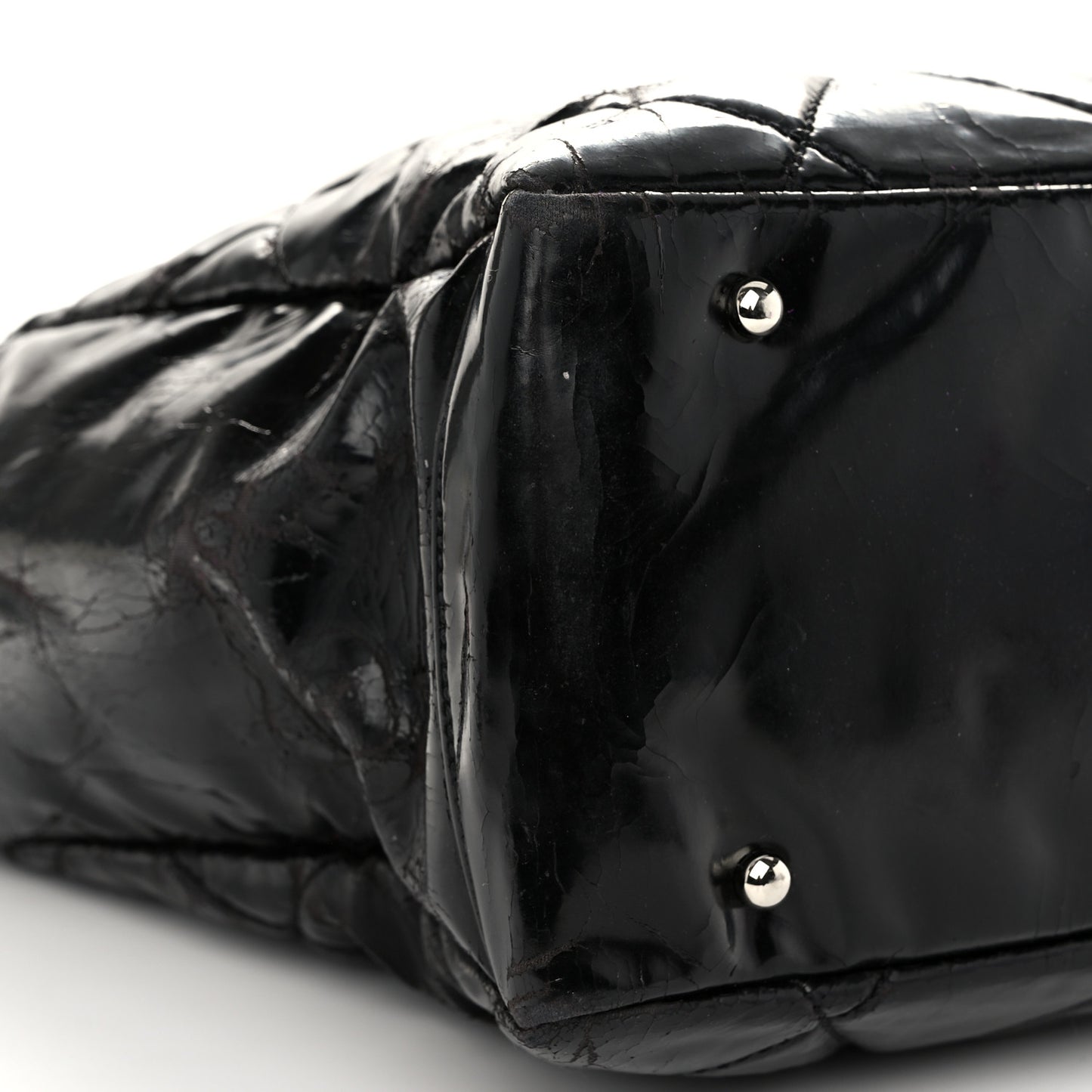 Vinyl Quilted Large Paris Biarritz Tote Black