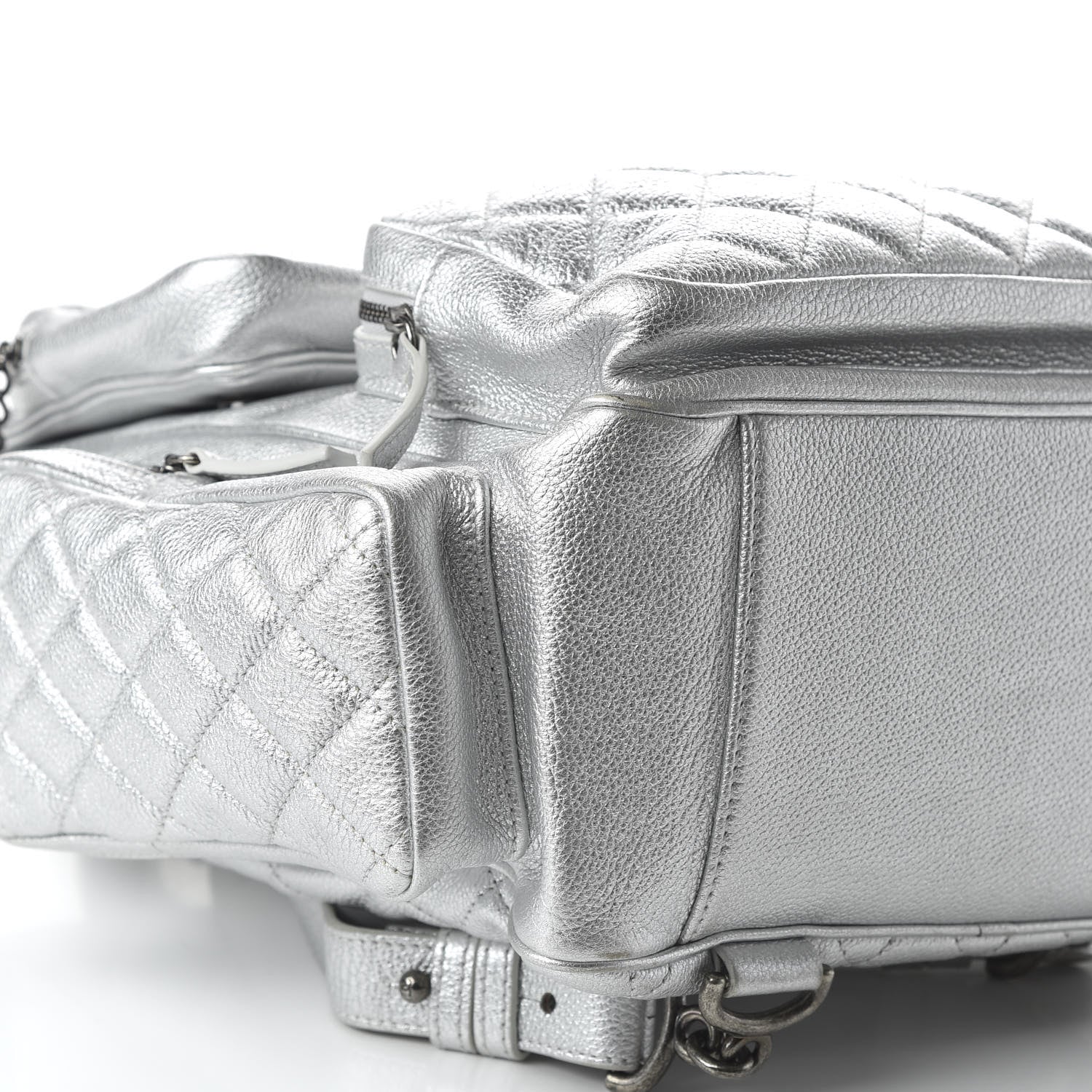Chanel Metallic Grained Calfskin Quilted Large Casual Rock Backpack Silver 5 of 9