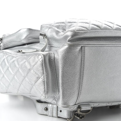 Chanel Metallic Grained Calfskin Quilted Large Casual Rock Backpack Silver 5 of 9