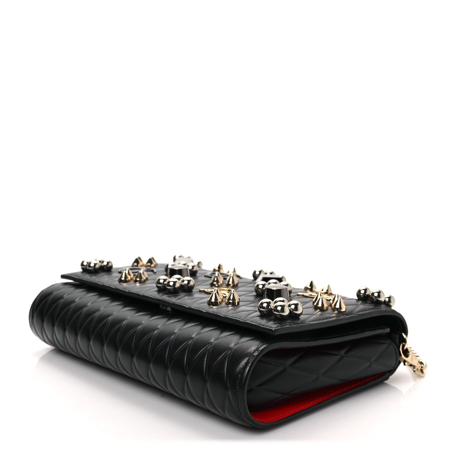 Christian Louboutin Quilted Calfskin Spikes Loubinthesky Paloma Clutch Black Multimetal 7 of 7