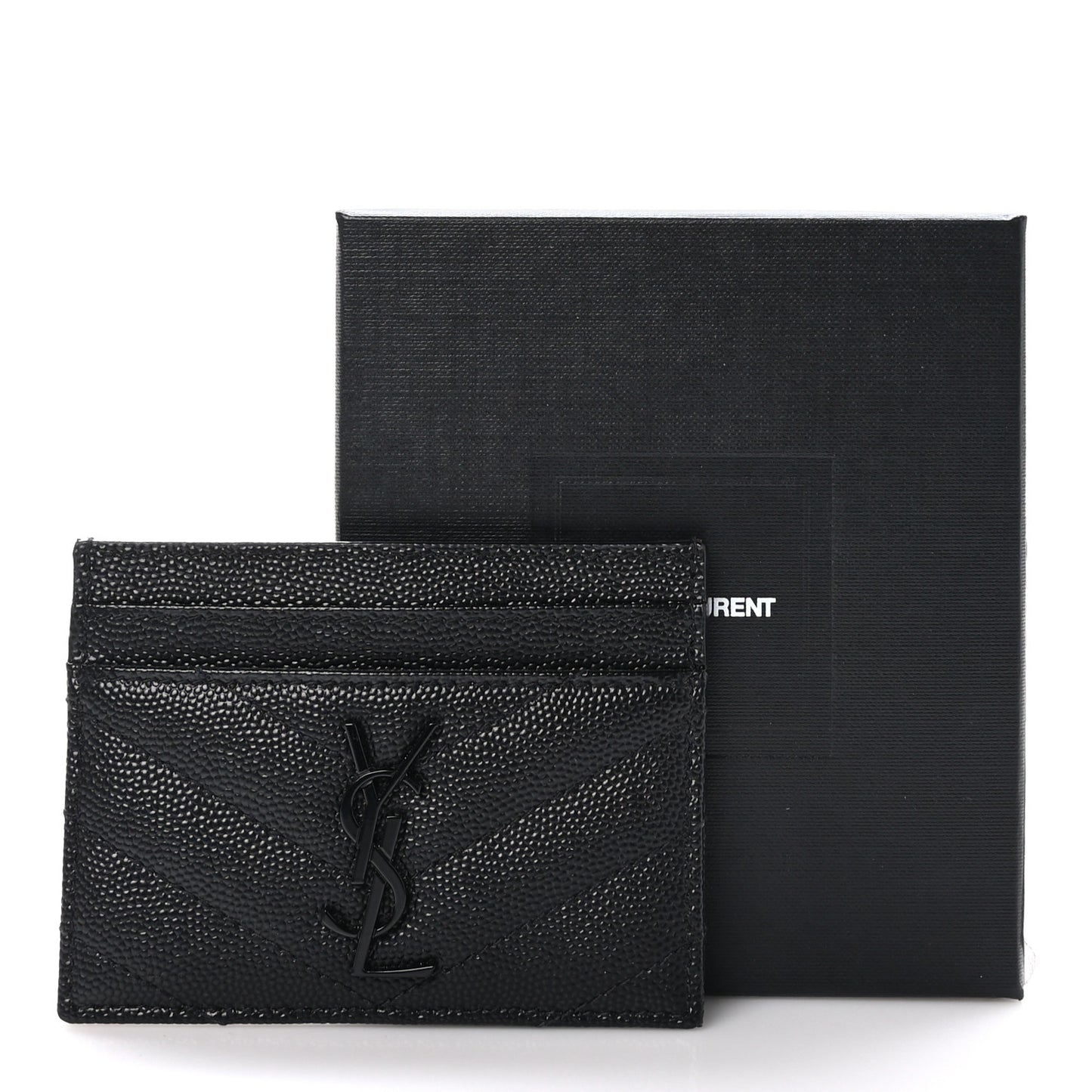 Grain De Poudre Matelasse Chevron Monochrome Monogram Credit Card Case Black