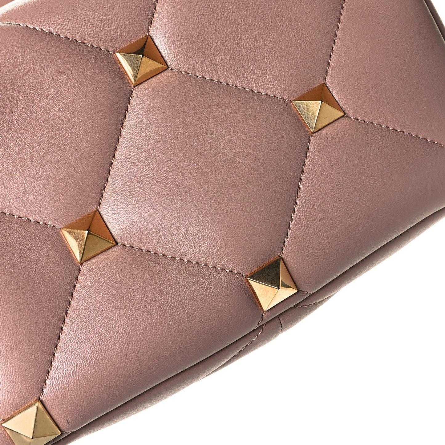 Nappa Large Roman Stud Shoulder Bag Rose Cannelle