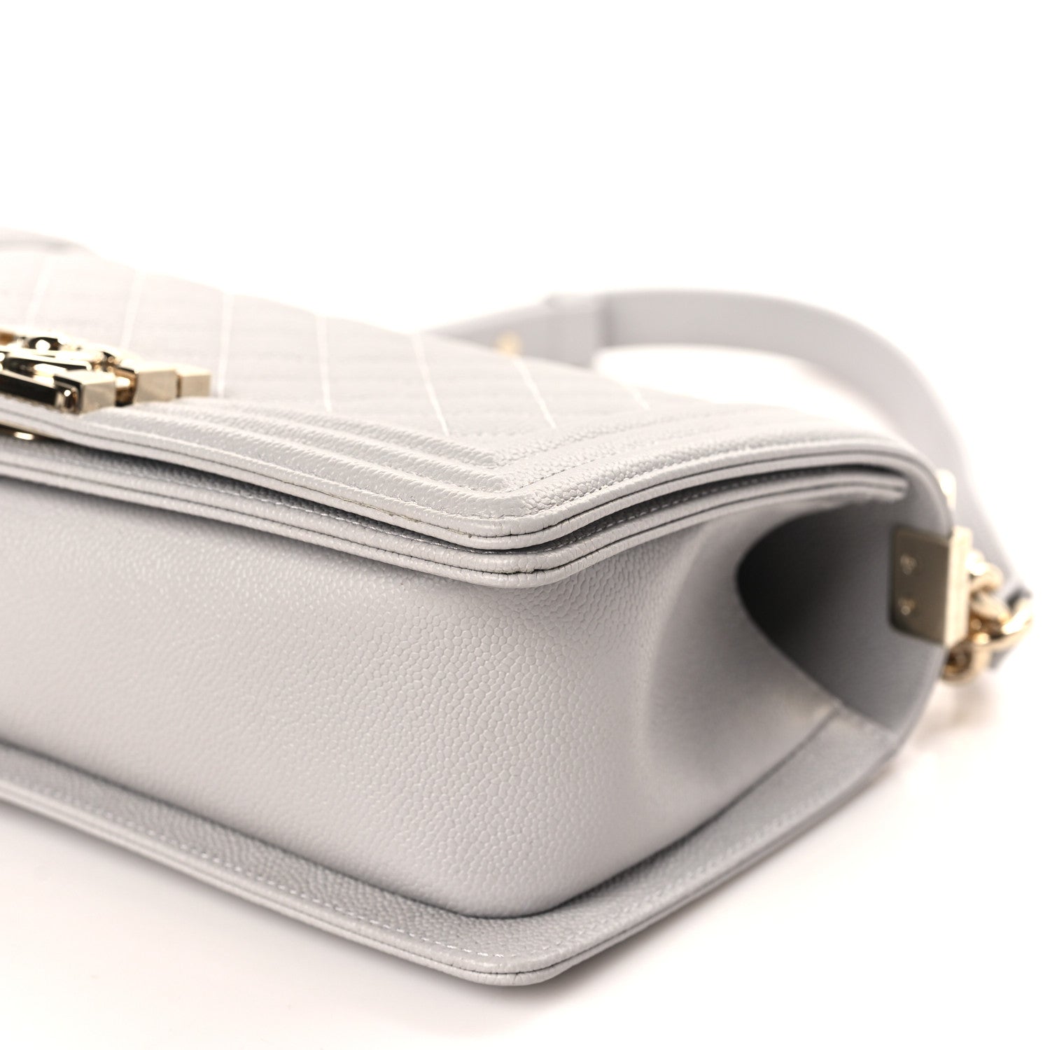 Chanel Caviar Quilted Medium Boy Flap Light Grey 9 of 10