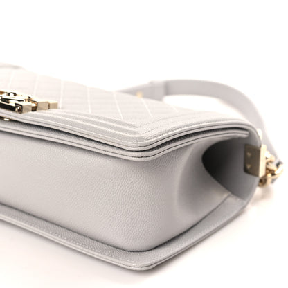 Chanel Caviar Quilted Medium Boy Flap Light Grey 9 of 10