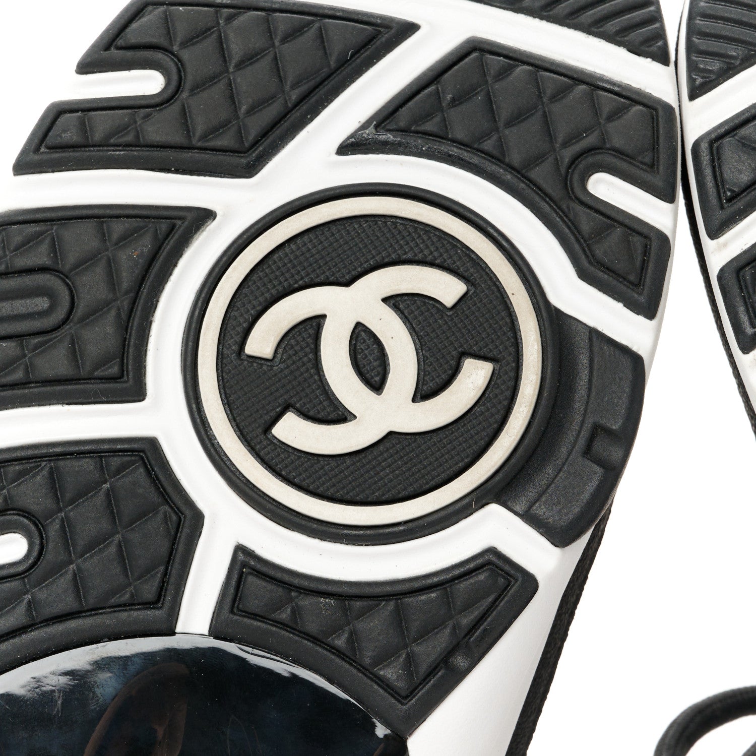 Chanel Suede Calfskin Knit CC Sneakers 38 Dark Blue Light Grey 7 of 10