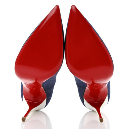 Christian Louboutin Denim Jazz Calf So Kate 120 Pumps 36.5 Blue White 5 of 8