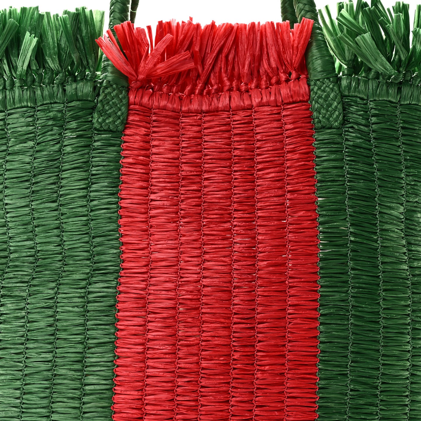 Raffia Linen Web Cestino Tote Bag Red Green