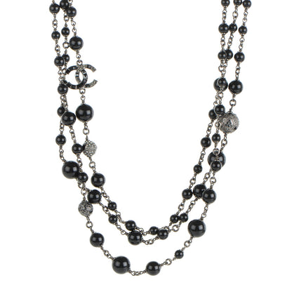 Chanel Baguette Crystal CC Beaded Long Necklace Black 1 of 5