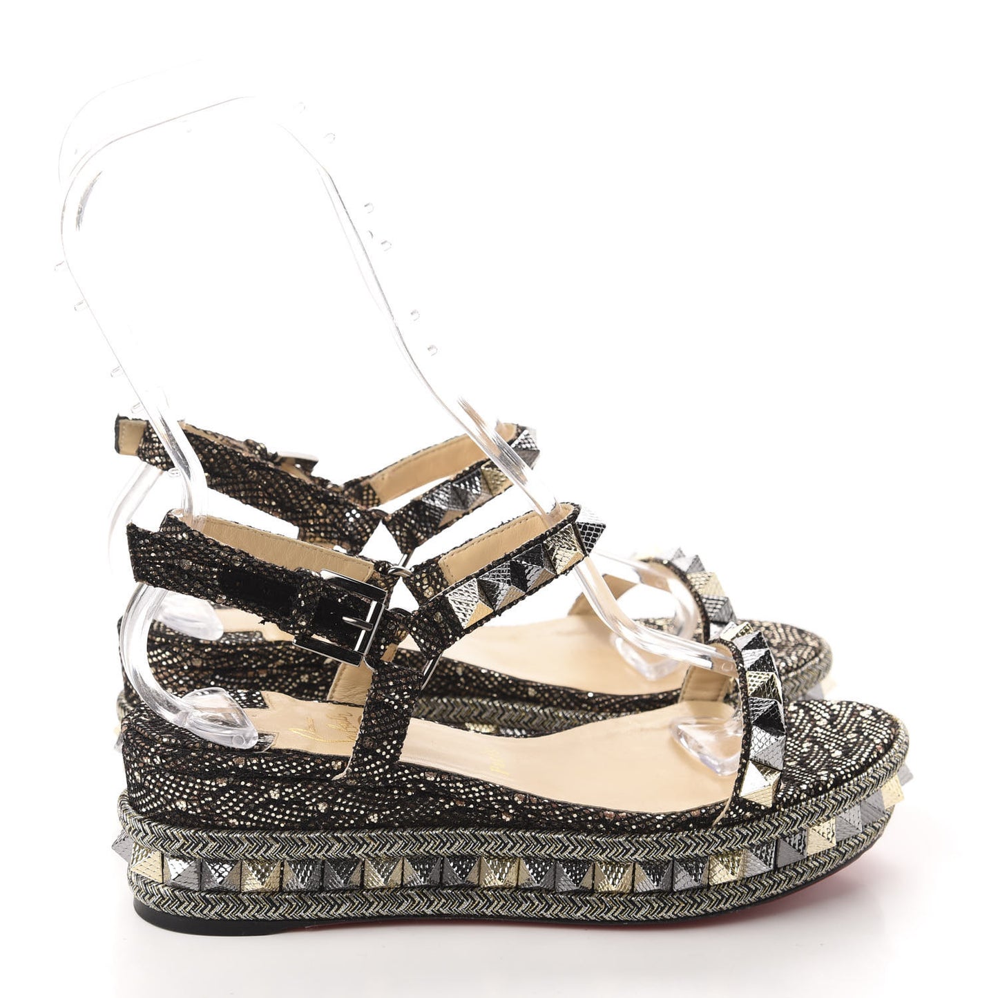 Specchio Vintage Pyraclou 60 Platform Sandals 38 Black Gold