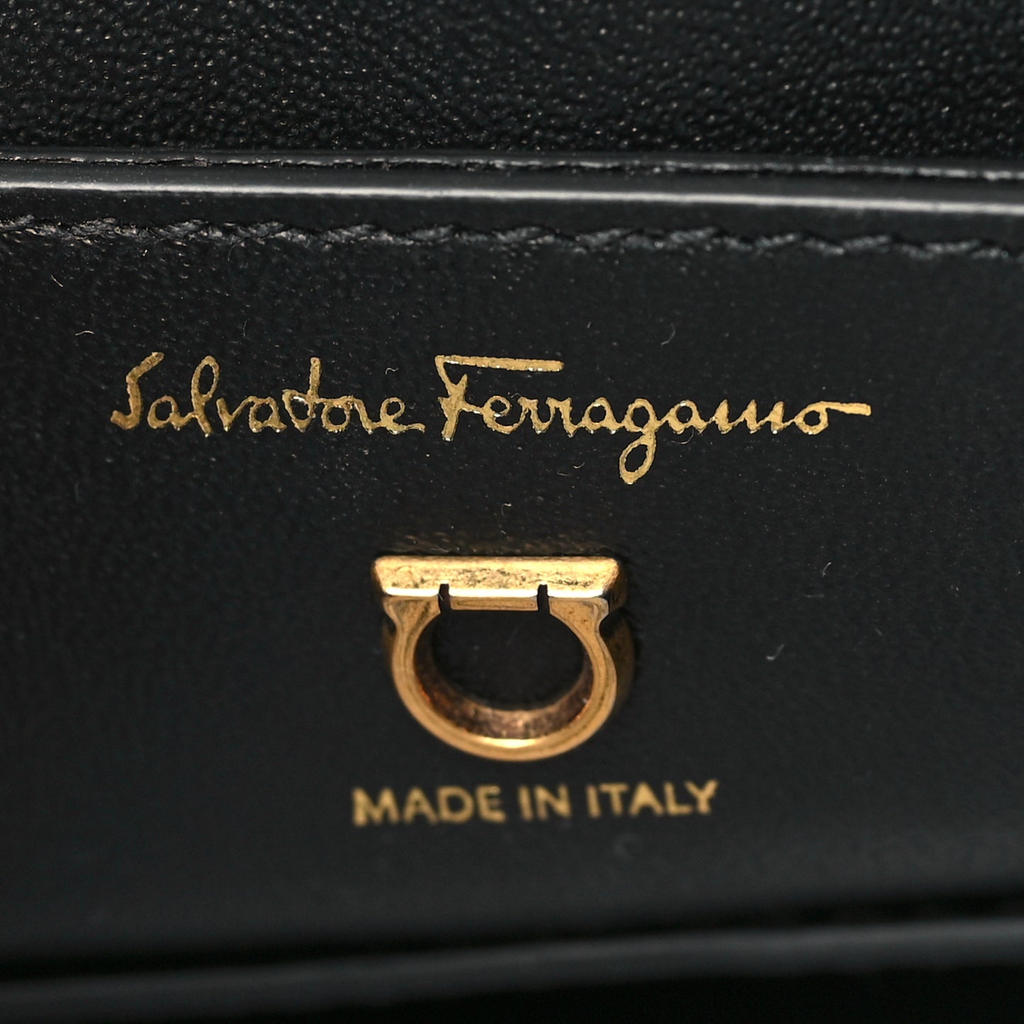 Grain Calfskin Gancini Small Top Handle Bag Black