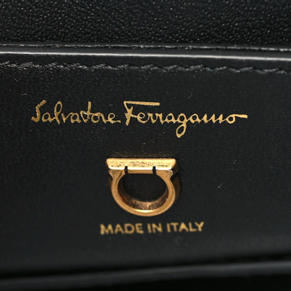 Salvatore Ferragamo Grain Calfskin Gancini Small Top Handle Bag Black 6 of 9