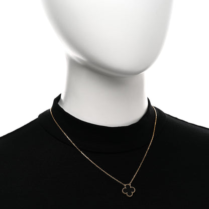 Van Cleef & Arpels 18K Yellow Gold Black Onyx Vintage Alhambra Pendant Necklace 2 of 5