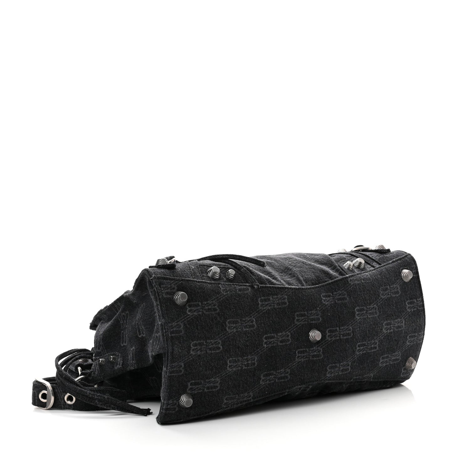 Washed Denim BB Monogram Neo Cagole City Handbag Black