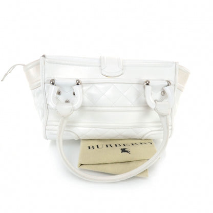 Burberry Leather Quilted Large Manor Tote White 3 of 12