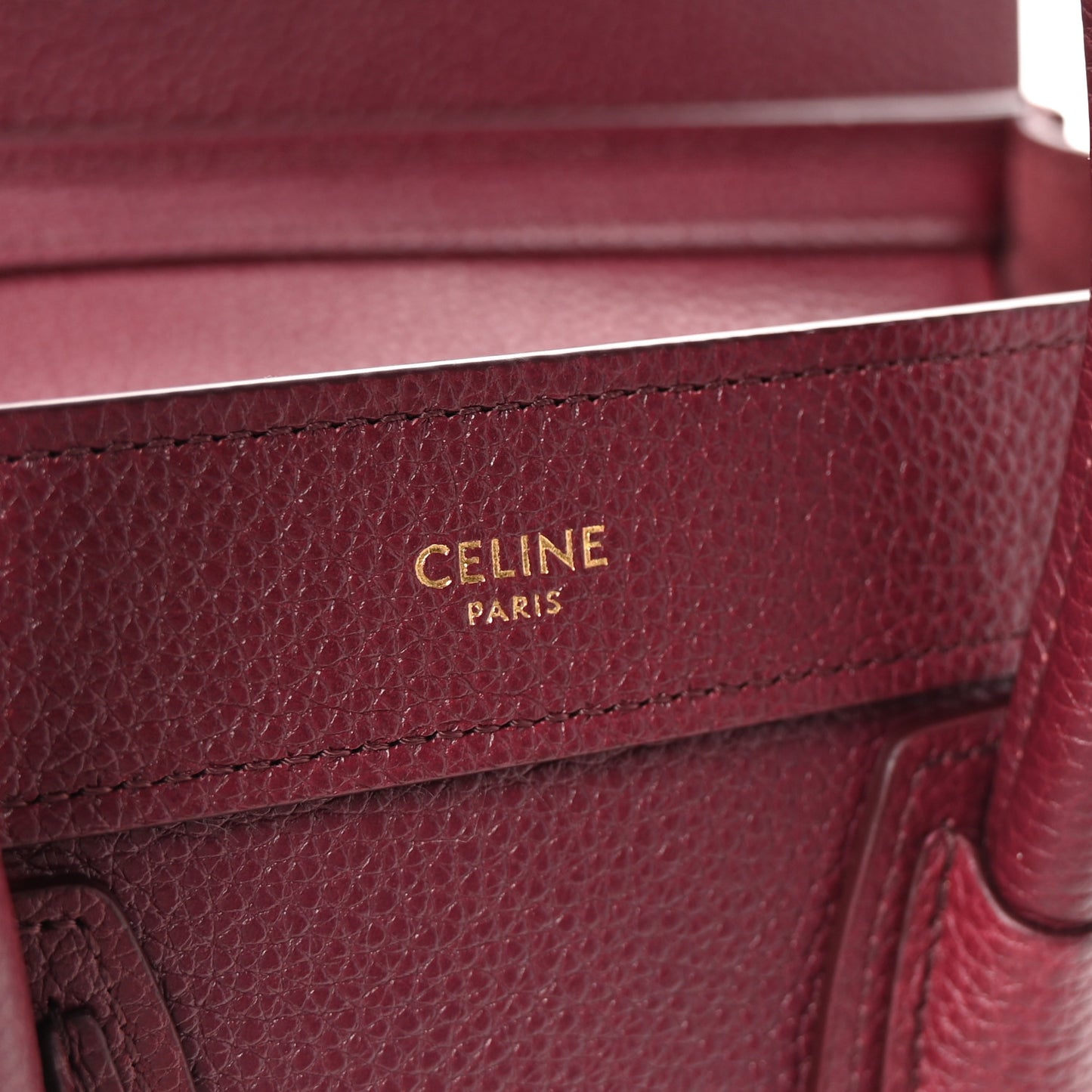 Drummed Calfskin Nano Luggage Burgundy