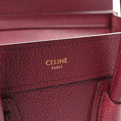 Celine Drummed Calfskin Nano Luggage Burgundy 5 of 10