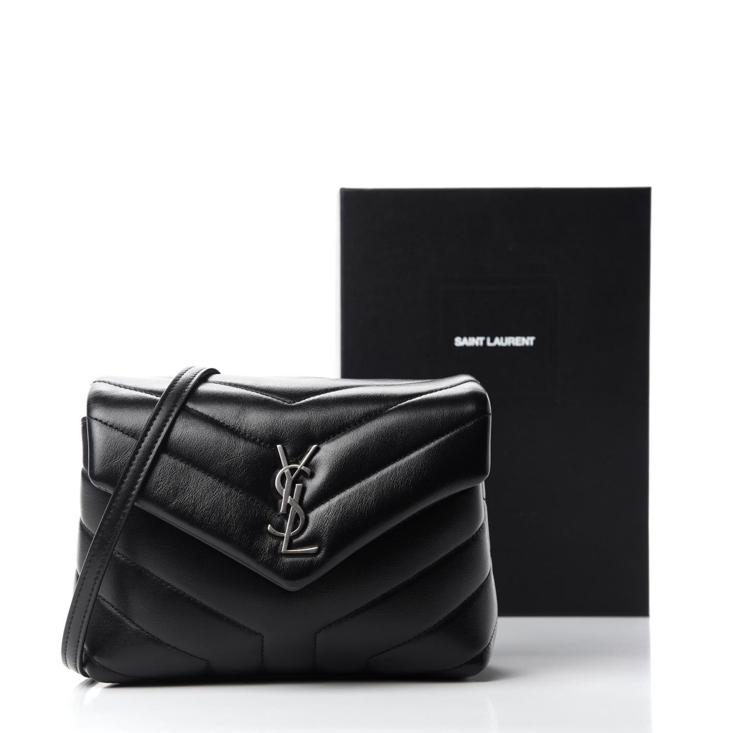 Calfskin Y Quilted Monogram Toy Loulou Crossbody Bag Black