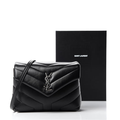 Saint Laurent Calfskin Y Quilted Monogram Toy Loulou Crossbody Bag Black 12 of 12