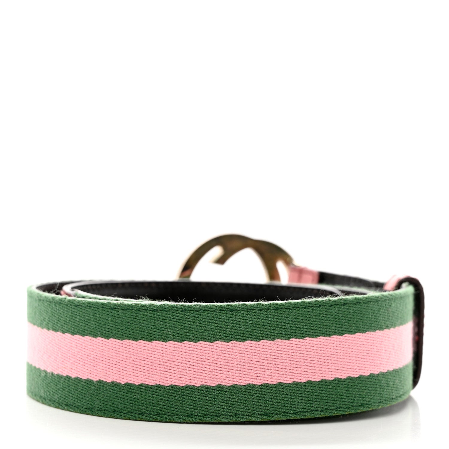 Gucci Canvas Web Interlocking G Belt 80 32 Green Pink 2 of 6