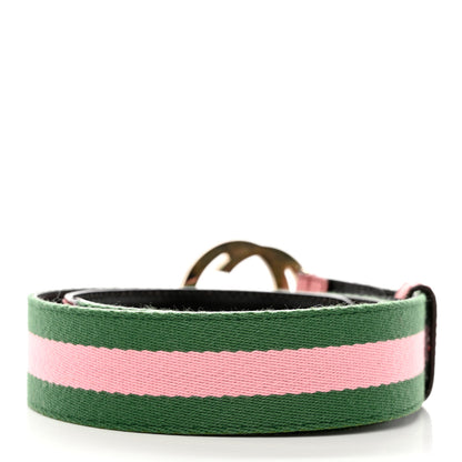 Gucci Canvas Web Interlocking G Belt 80 32 Green Pink 2 of 6