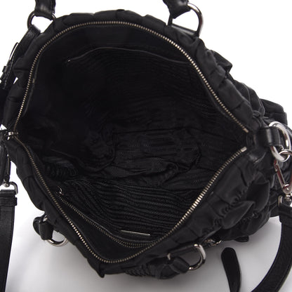 Prada Tessuto Nylon Nappa Braided Gaufre Shopping Satchel Black 5 of 10