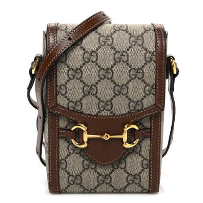 Gucci GG Supreme Monogram Mini Horsebit 1955 Crossbody Bag Beige Brown Sugar 1 of 10