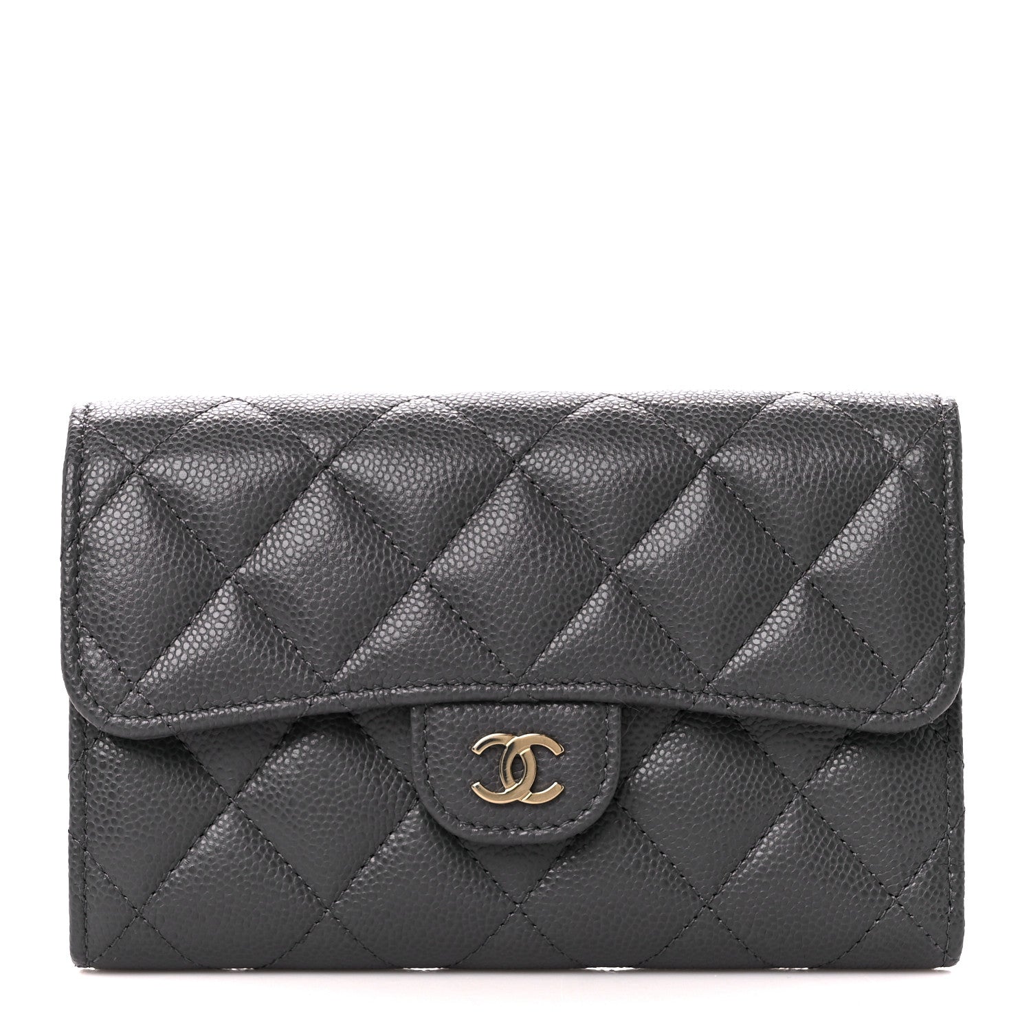 Chanel Caviar Quilted Medium Flap Wallet Grey 1 of 15