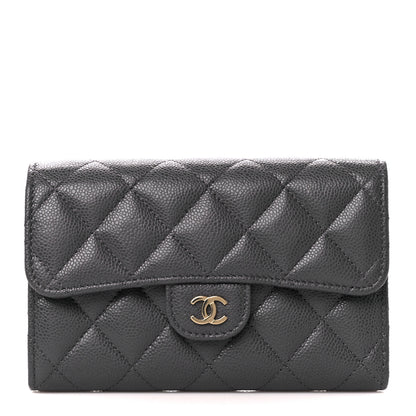 Chanel Caviar Quilted Medium Flap Wallet Grey 1 of 15