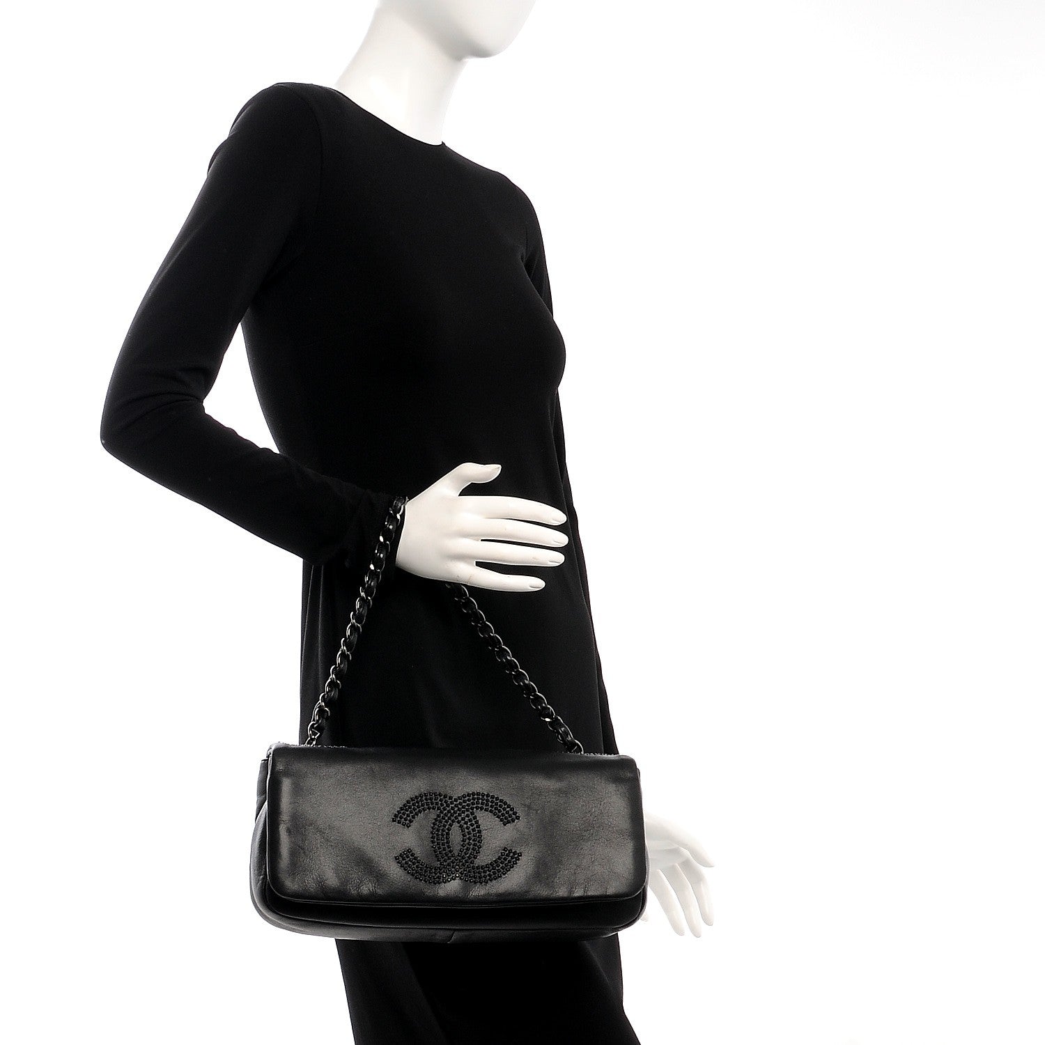 Chanel Lambskin Studded CC East West Flap Black 2 of 7