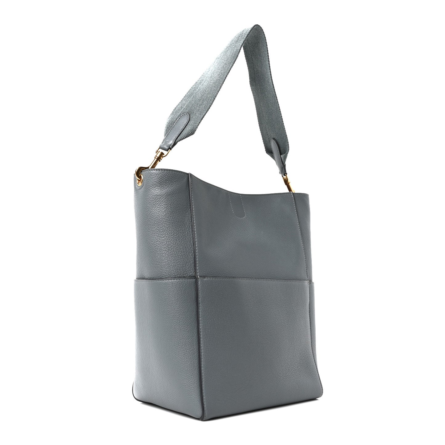 Soft Grained Calfskin Sangle Bucket Bag Storm