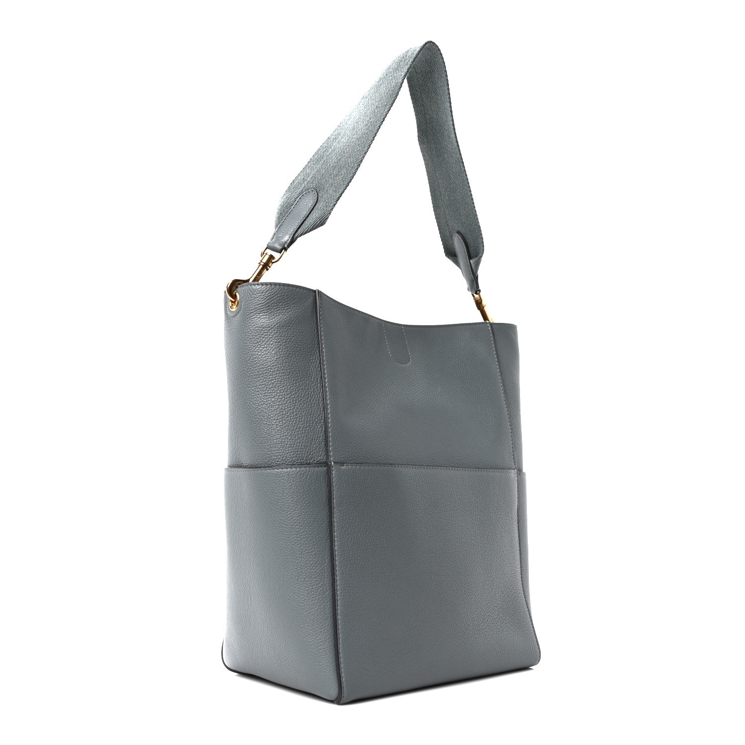 Celine Soft Grained Calfskin Sangle Bucket Bag Storm 3 of 9