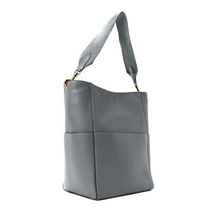 Celine Soft Grained Calfskin Sangle Bucket Bag Storm 3 of 9