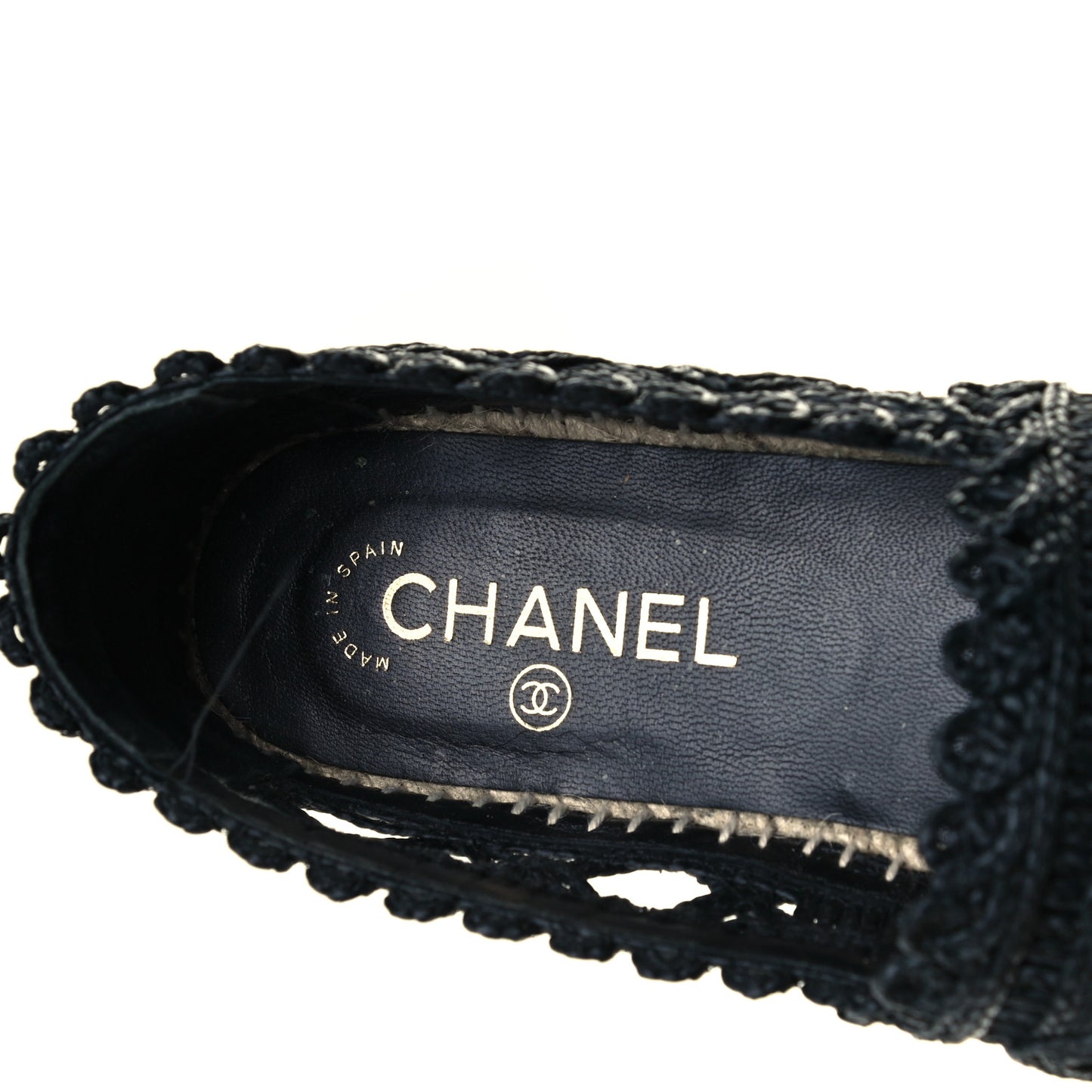 Woven Fabric Grosgrain CC Espadrilles 41 Black