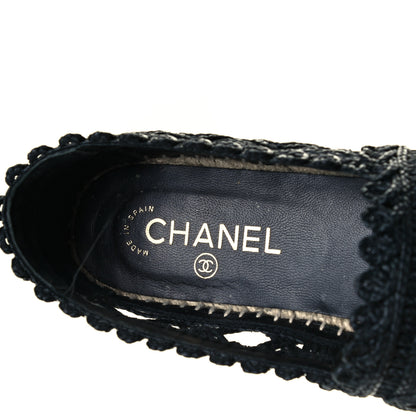 Chanel Woven Fabric Grosgrain CC Espadrilles 41 Black 10 of 12
