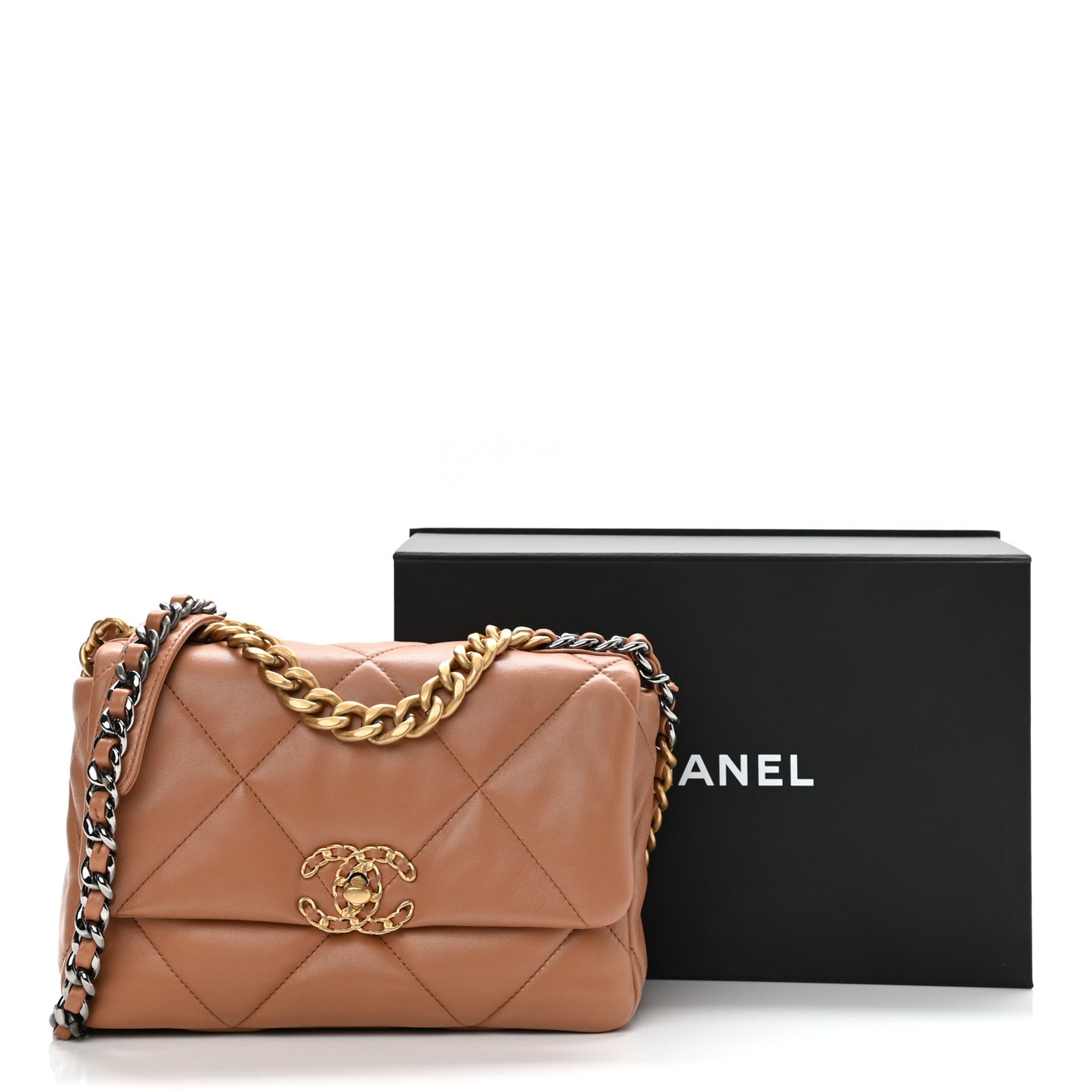 Lambskin Quilted Medium Chanel 19 Flap Brown