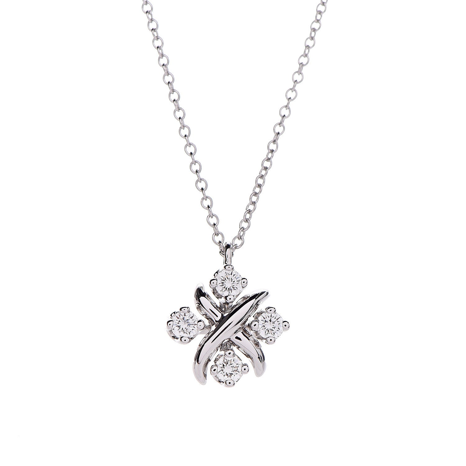 Tiffany Platinum Diamond Schlumberger Lynn Pendant Necklace 4 of 8