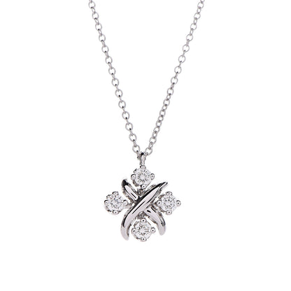 Tiffany Platinum Diamond Schlumberger Lynn Pendant Necklace 4 of 8