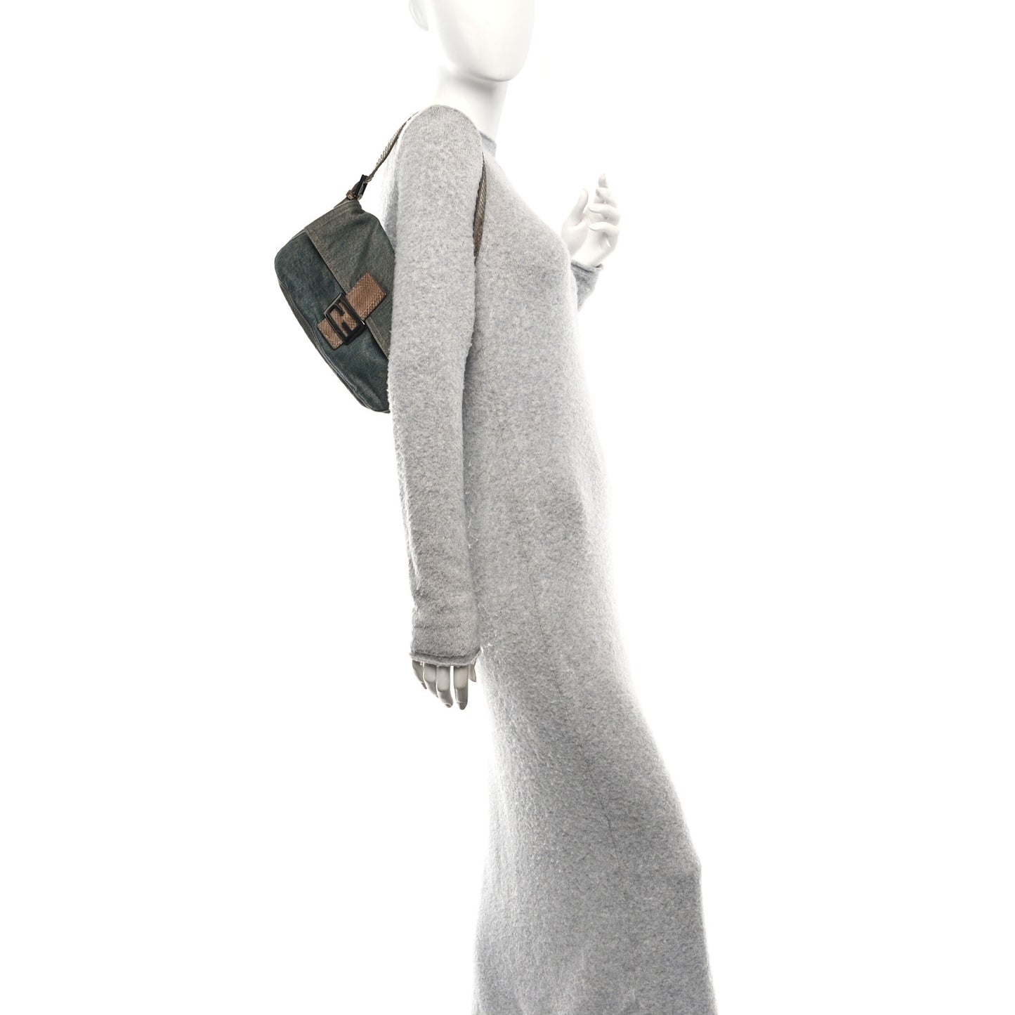 Denim Snakeskin Baguette Blue