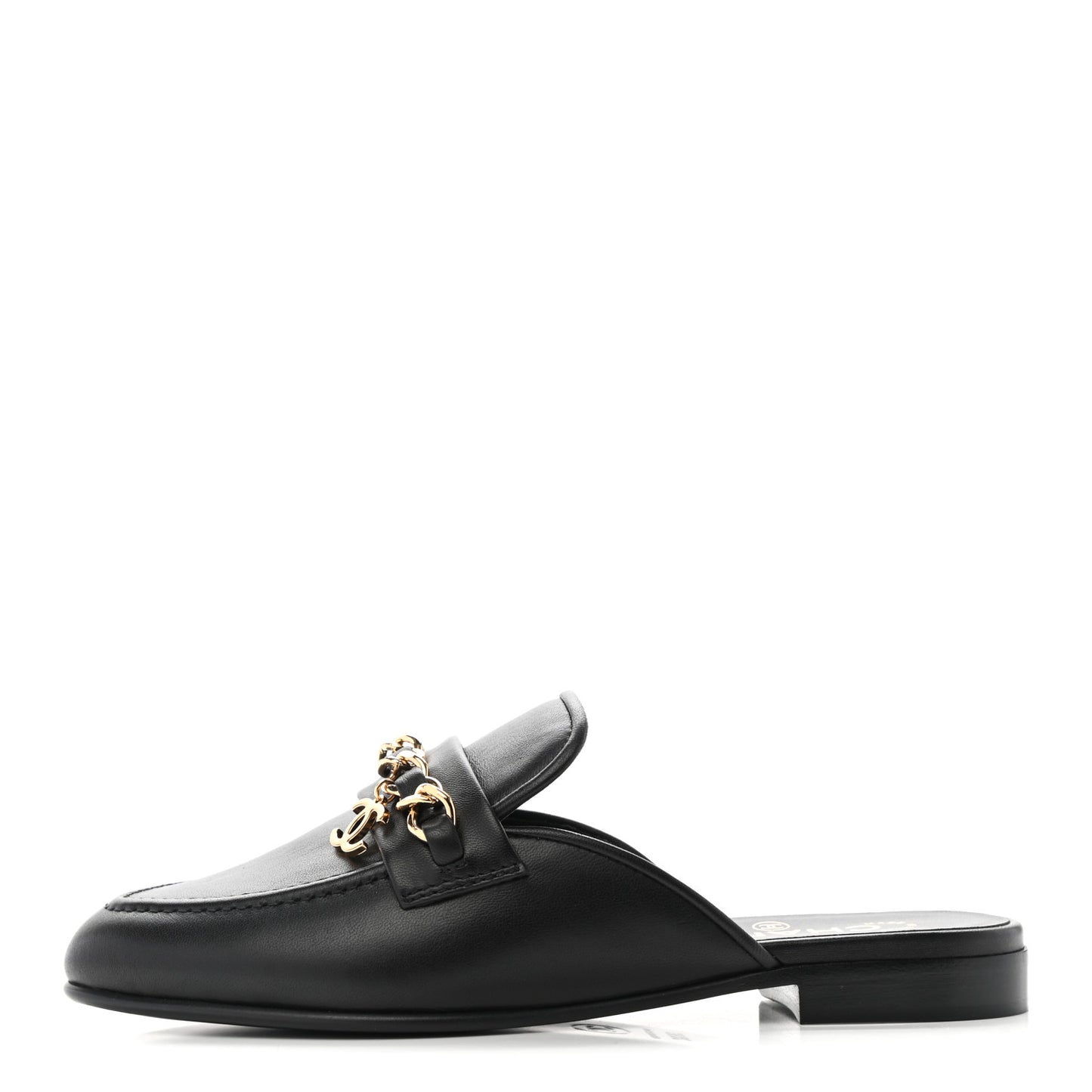 Lambskin Chain CC Mules 36.5 Black