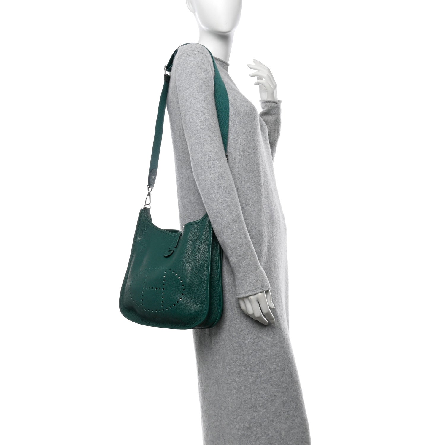 Hermes Taurillon Clemence EVELYNE III PM Malachite 2 of 13