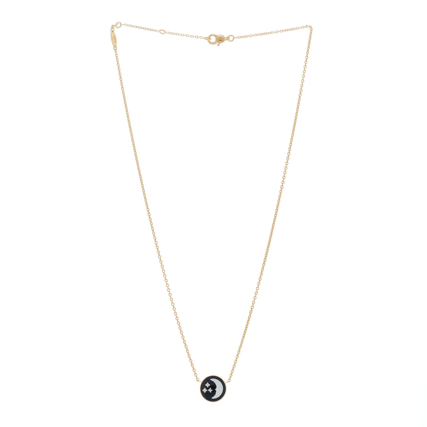 18K Yellow Gold Diamond Black Onyx Mother of Pearl Rose Celeste Pendant Necklace