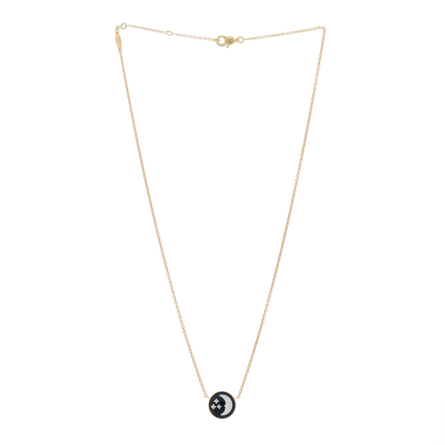 Christian Dior 18K Yellow Gold Diamond Black Onyx Mother of Pearl Rose Celeste Pendant Necklace 4 of 7