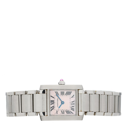 Cartier Stainless Steel Pink Mother of Pearl 20mm Tank Francaise Quartz Watch 2 of 4