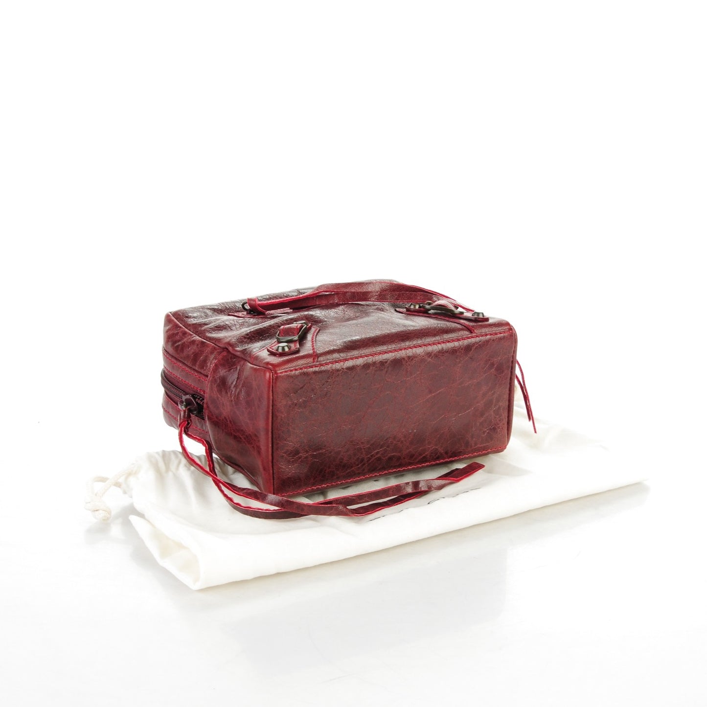 Chevre Classic Hardware Toilette Cosmetic Pouch Rouge Grenat