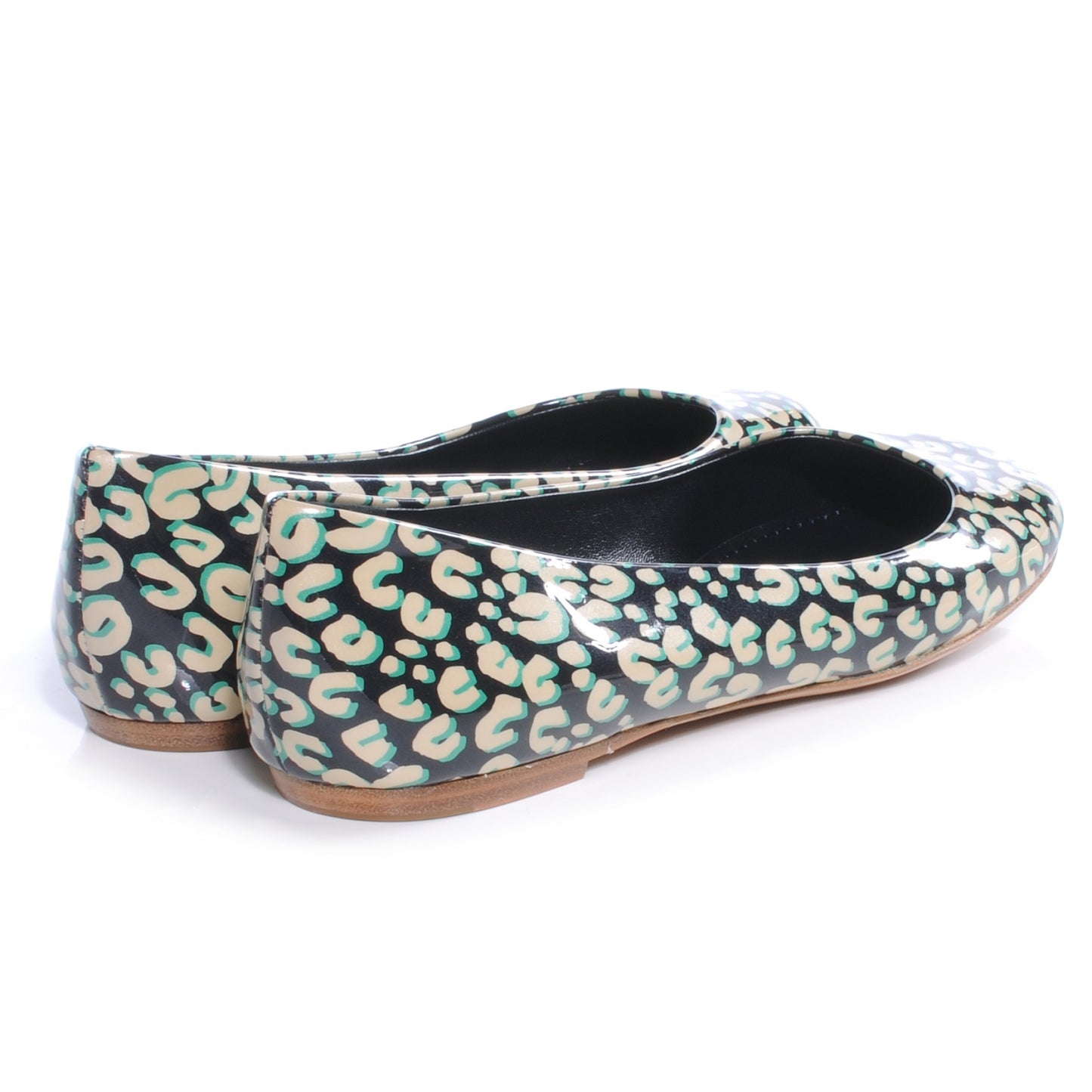Patent Leopard Ballet Flats 38 Blue Infini