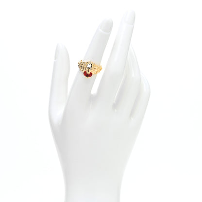 Gucci 18K Yellow Gold Diamond Fire Opal Lion Head Ring 52 6 2 of 5