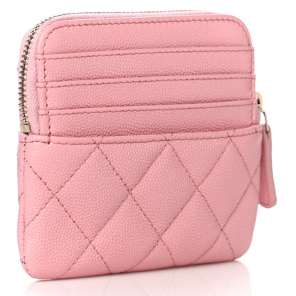 Chanel Caviar Quilted Zip Card Holder Wallet Pink 3 of 11