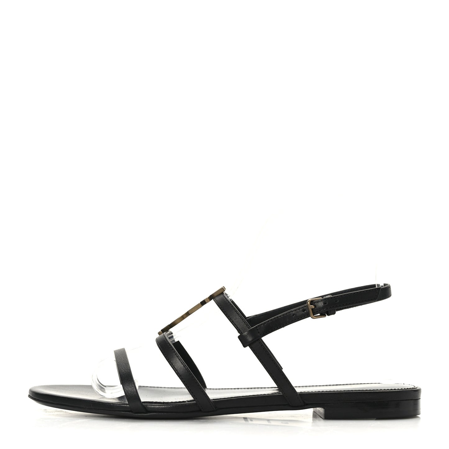 Calfskin Cassandra Monogram Sandals 38 Black