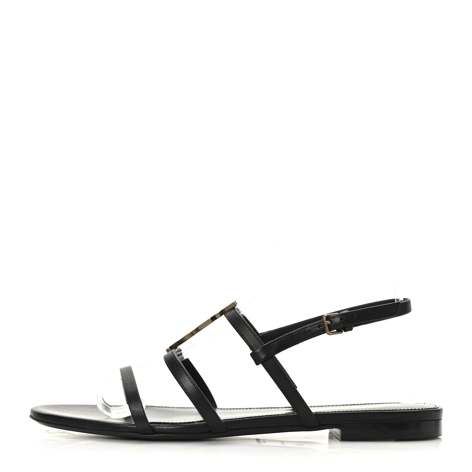 Saint Laurent Calfskin Cassandra Monogram Sandals 38 Black 1 of 8